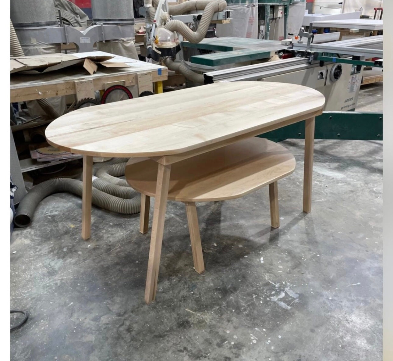 Wooden Oval Nesting Tables Set of Two