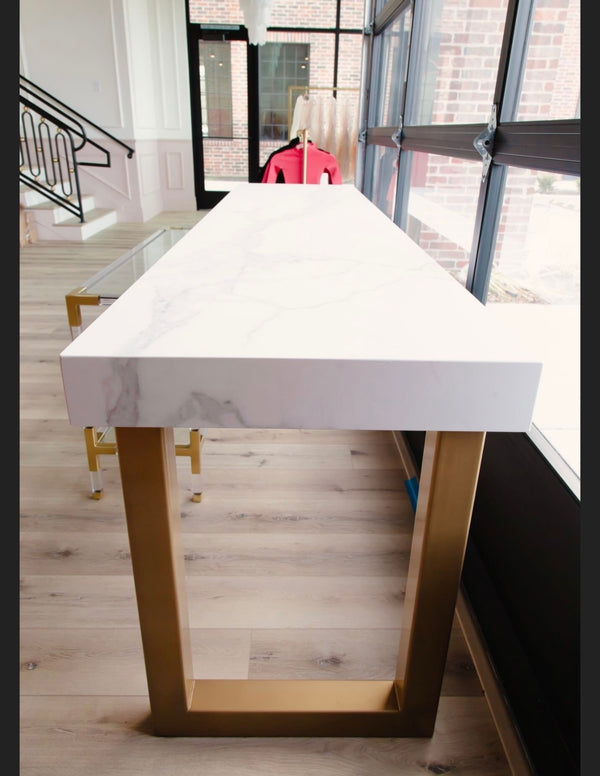 Carerra Marble and Gold Table