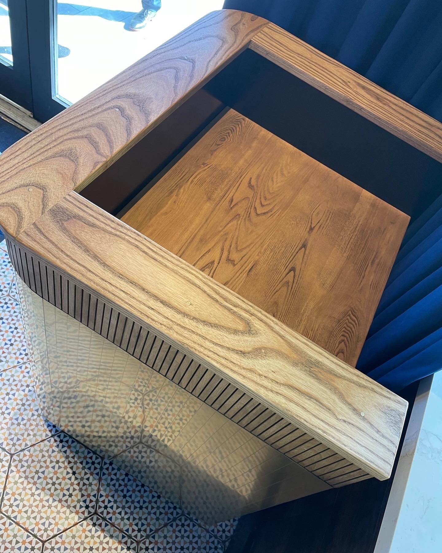 Brass and Walnut Reception Desk Podium Stand