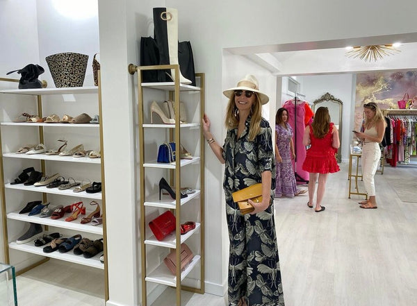 Gold Wall Mounted Shoe Rack Retail Display