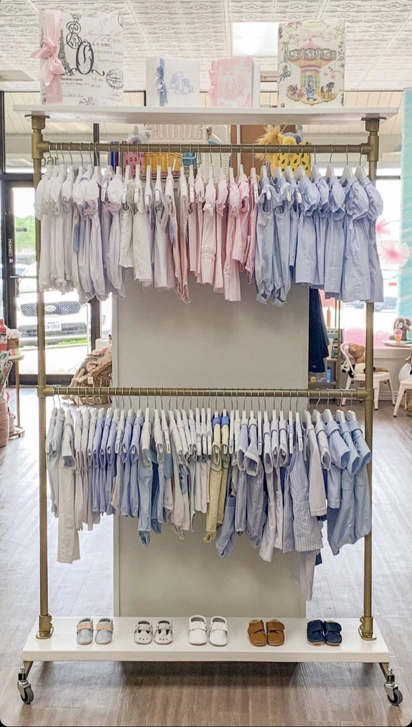 Gold Retail Double Bar Clothing Rack