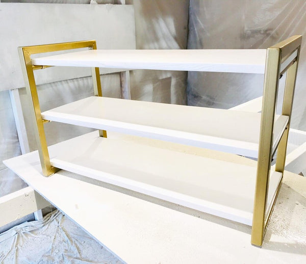 Gold and White Custom Shoe Display