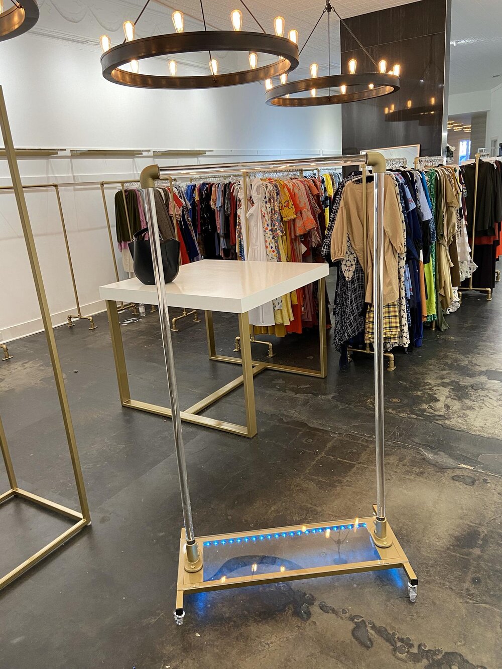 LED Acrylic Rolling Clothing Rack