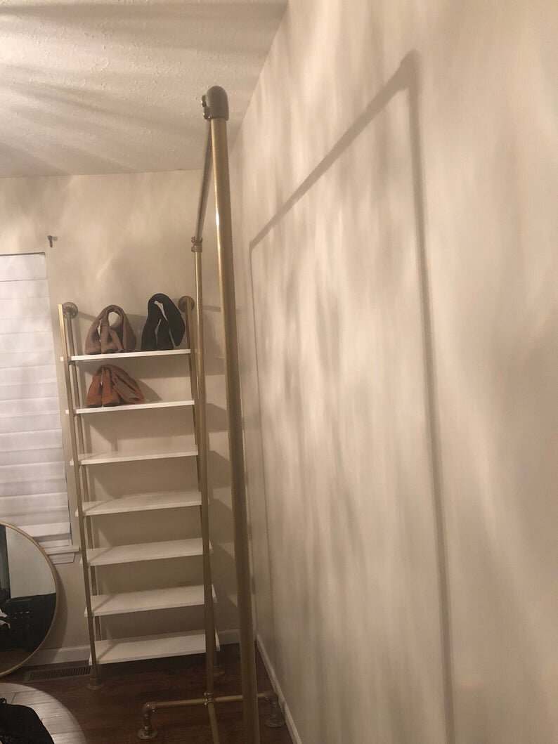 Gold Wall Mounted Shoe Rack Retail Display