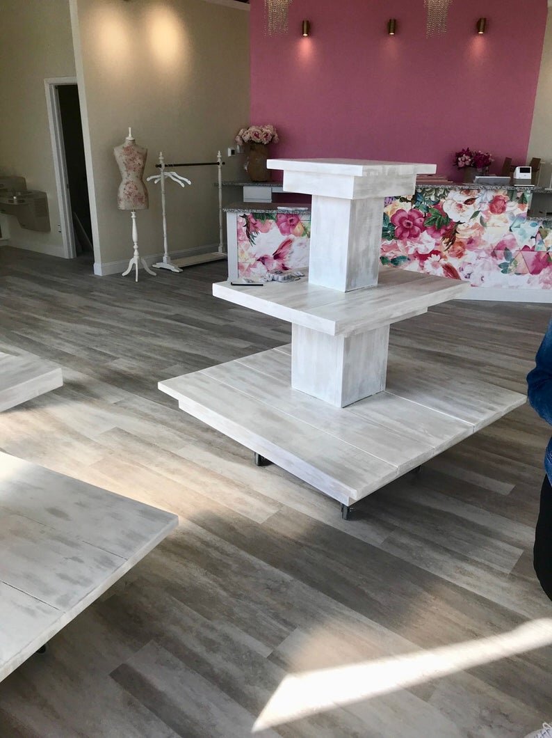 Tiered Display Wooden Table