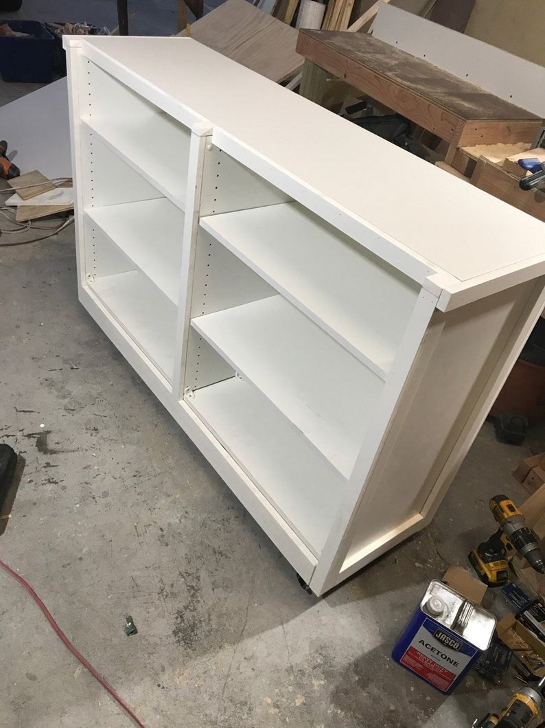 Rolling Handmade Wooden Cabinet White